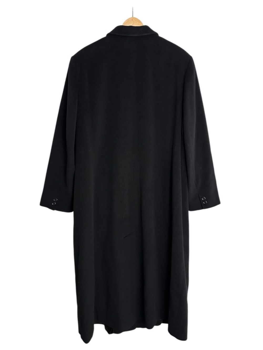 L.L.Bean Wool Cashmere Overcoat Black Long Minimalist Classic Quiet Luxury 2X - Picture 2 of 15